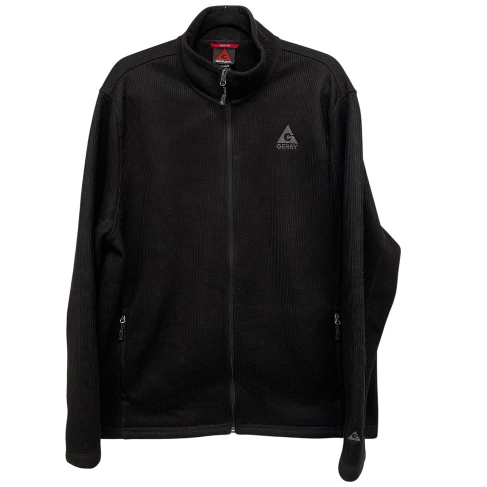 Gerry Black Waffle Knit Fleece Lined Full-Zip Jacket - Men’s XL